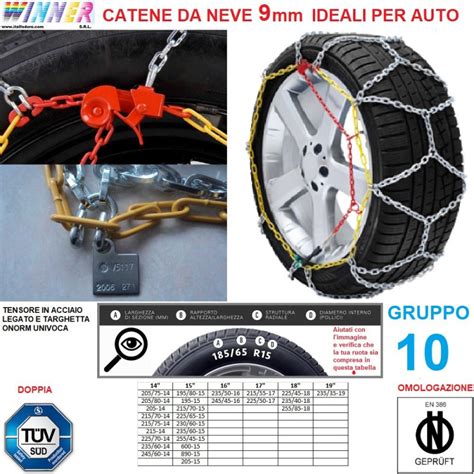 Simboli omologazione catene da neve